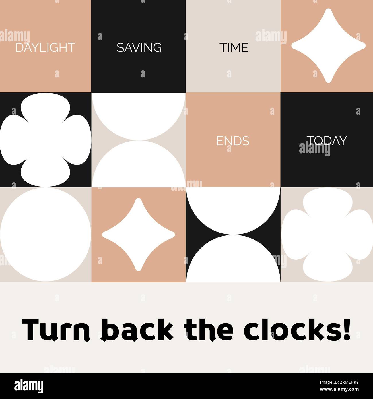 Illustration of daylight saving time ends today and turn back the
