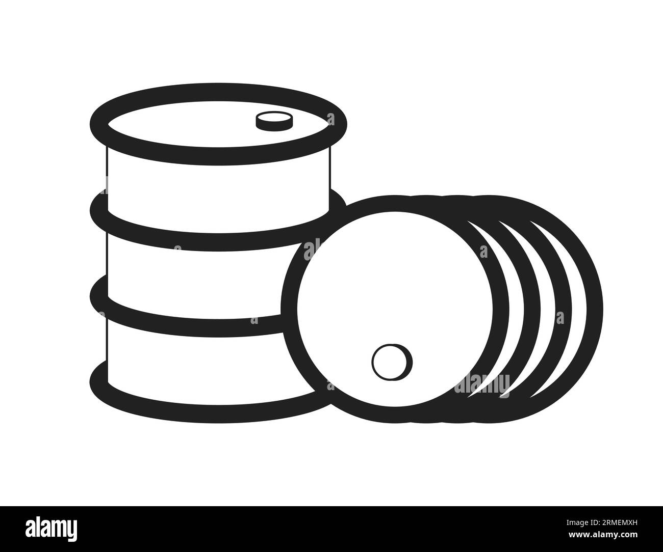 Steel oil barrels monochrome flat vector object Stock Vector Image