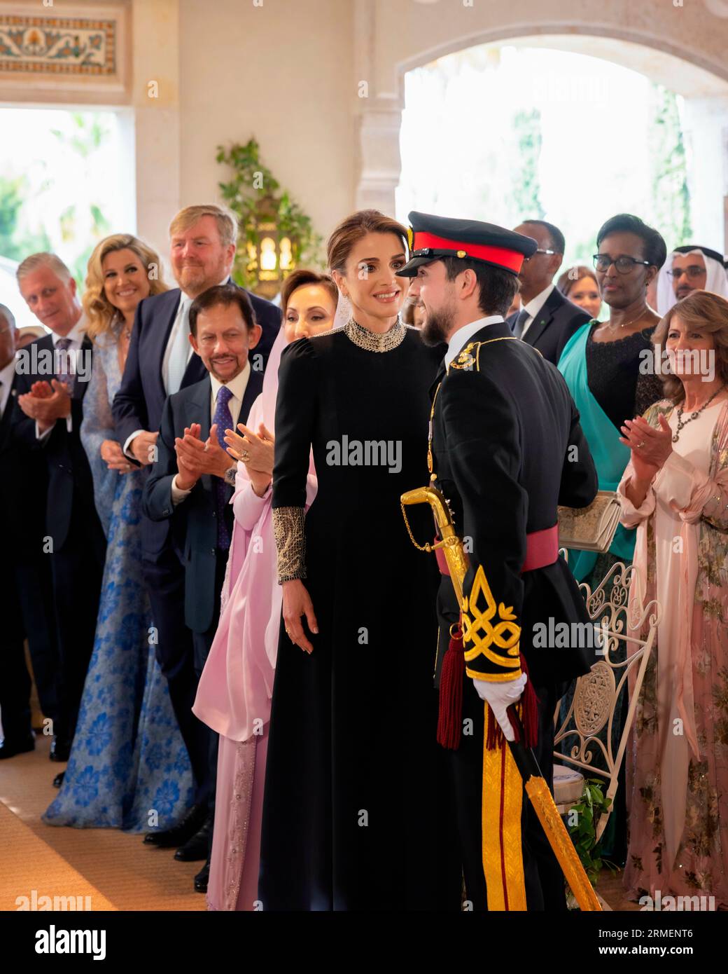 Queen Rania attends the wedding ceremony of His Royal Highness Crown Prince Al Hussein and Her Royal Highness Princess Rajwa Al Hussein, on June 01, 2023, pictures on the occasion of Queen Rania Al Abdullah celebrating her birthday on Thursday, August 31, 2023 Photo: Royal Hashemite Court / Albert Nieboer / Netherlands OUT / Point De Vue OUT Stock Photo