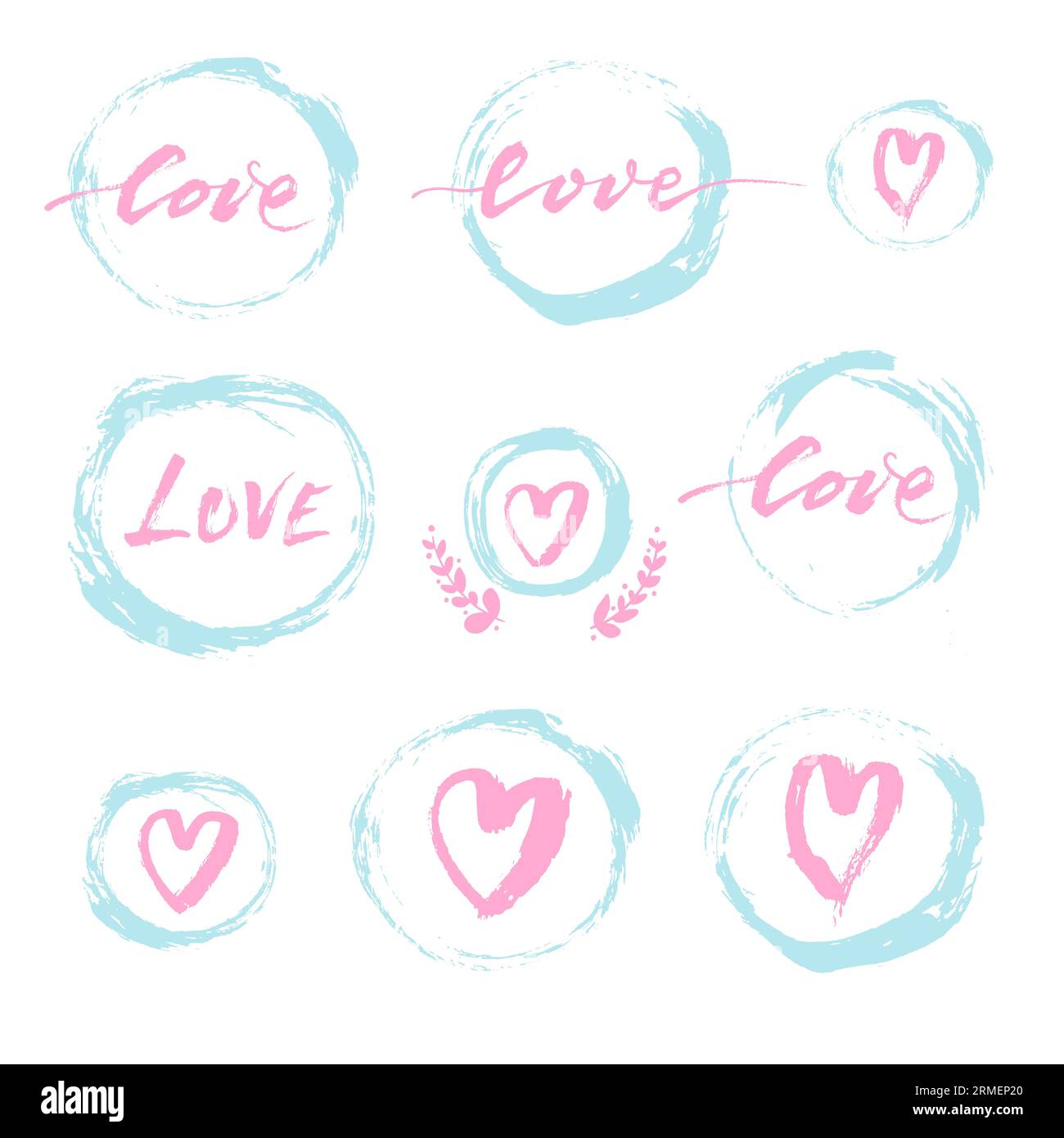 Vector set of hand drawn love doodle elements for valentines day ...