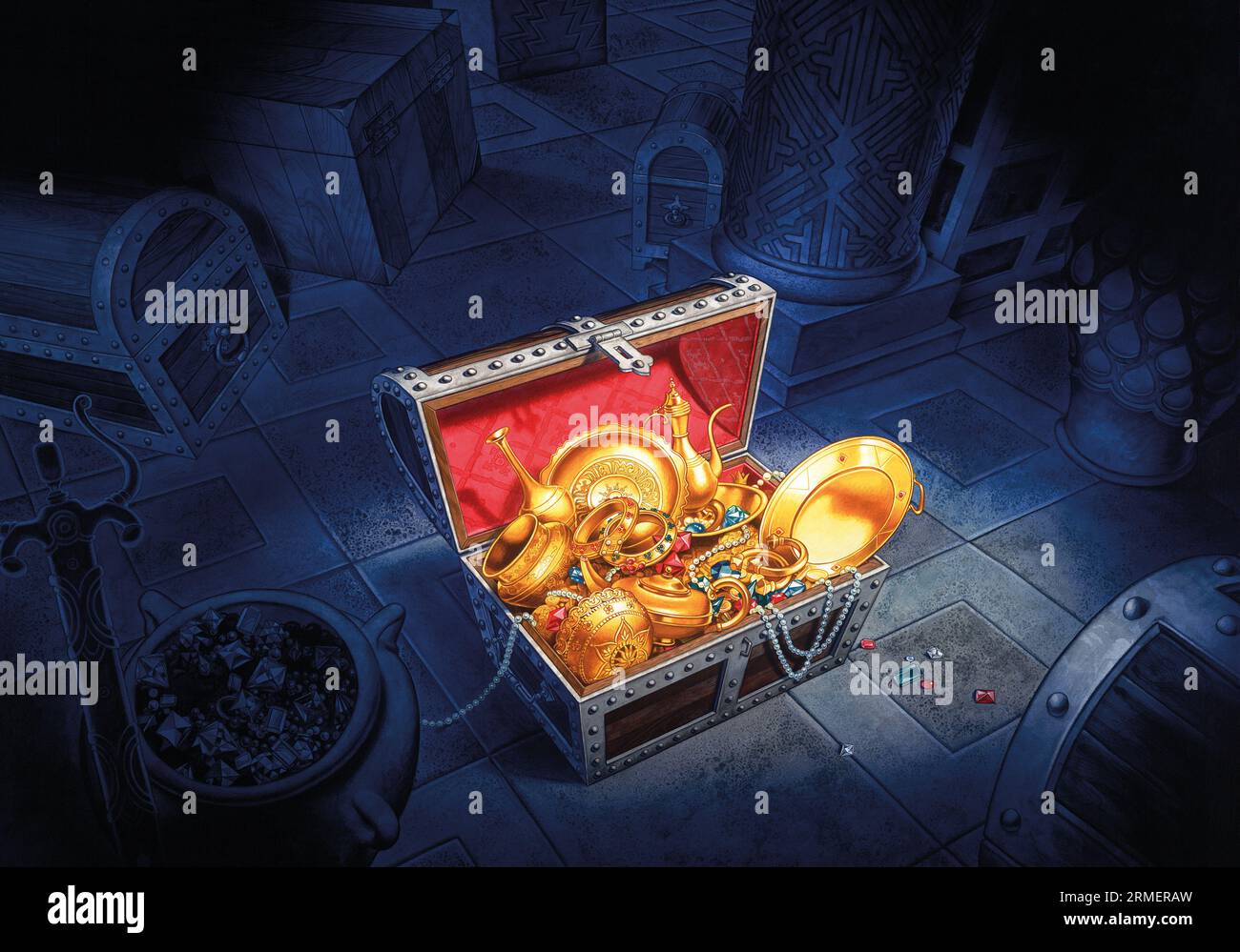 Pirate Treasure Chest Illustration Stock Photo - Alamy