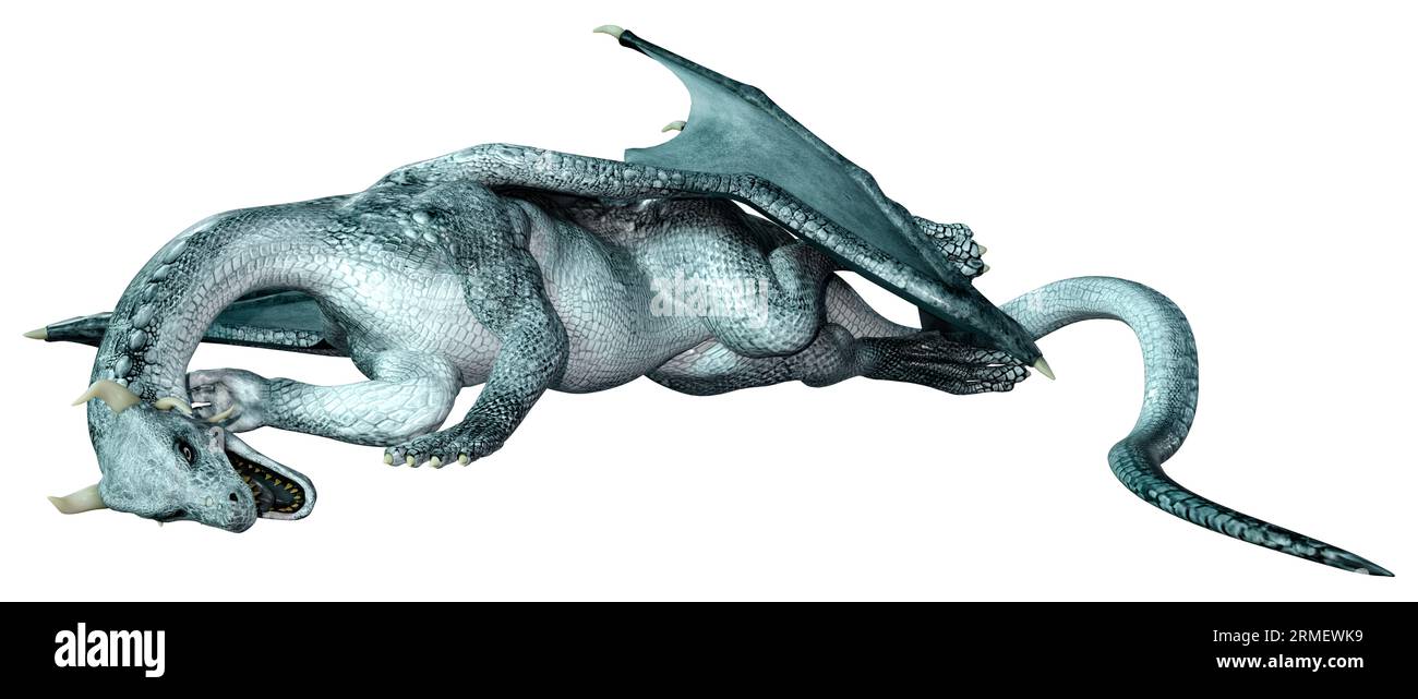 3D rendering of a fantasy dragon isolated on white background Stock ...