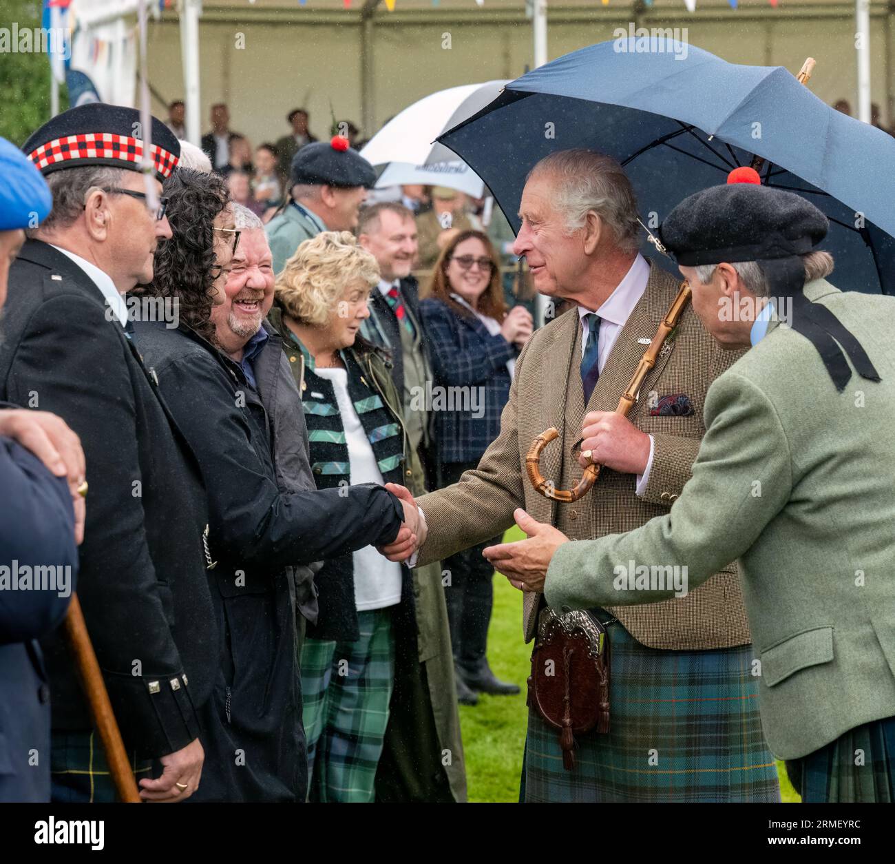 26 August 2023. Lonach Highland Games,Aberdeenshire,Scotland. This is King Charles III at Lonach Highland Games and Gathering. Stock Photo