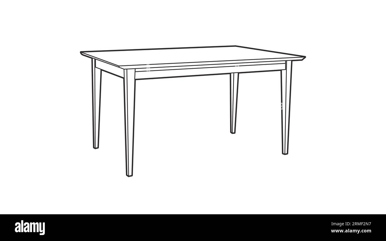 Vector Isolated Illustration of a Wooden Table. Black and white linear