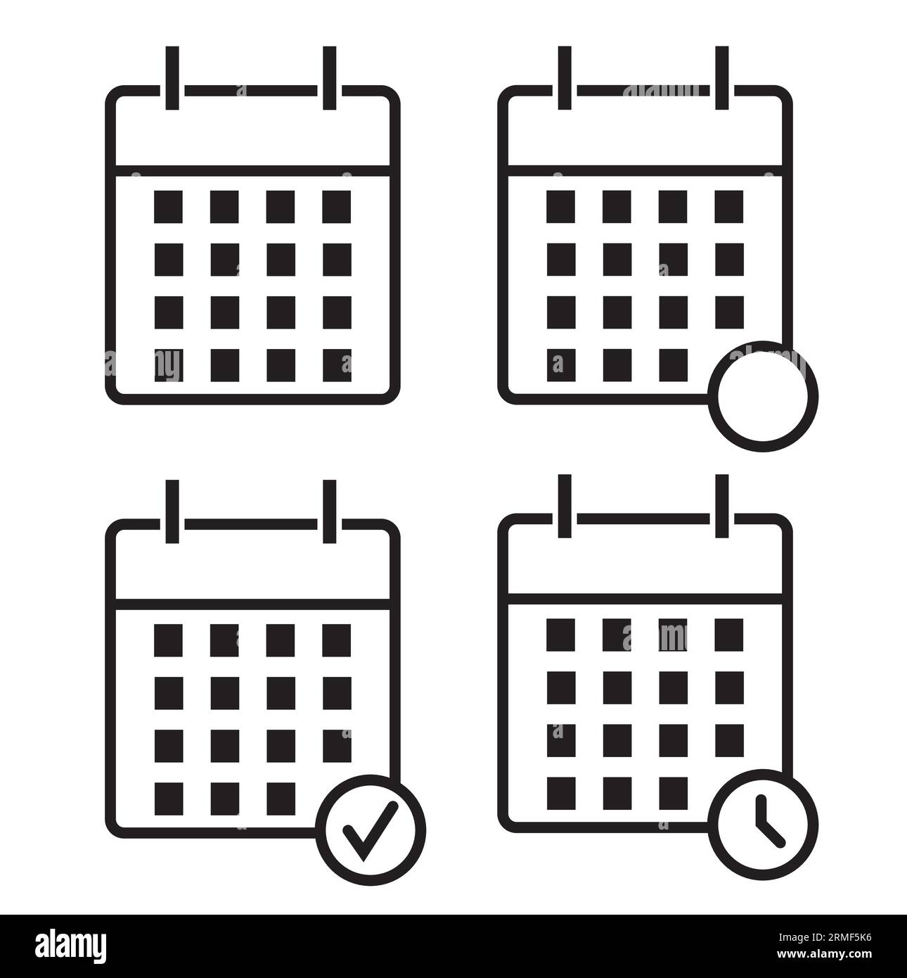 Black and white calendar pages on a white background Stock Vector Image