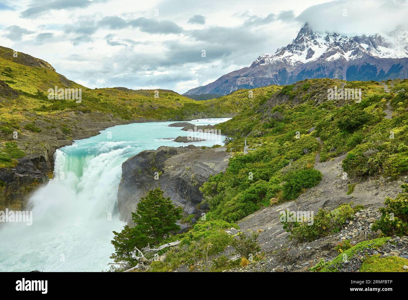 Scenic view of Salto Grande waterfall in Torres del Paine national park,  Patagonia, Chile Stock Photo - Alamy