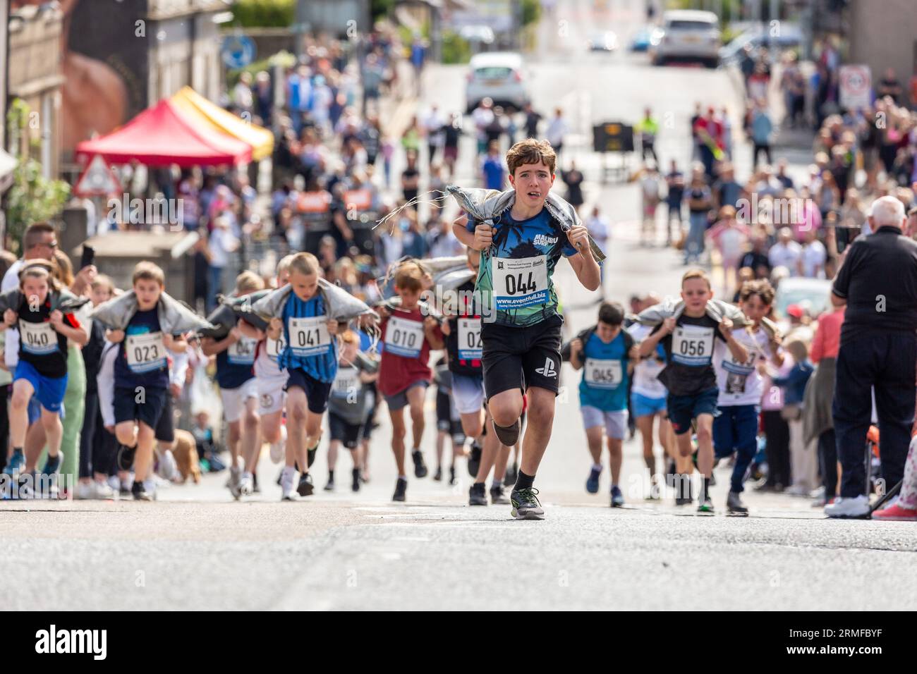 Boys taking part in the Scottish Coal Carrying Championships through