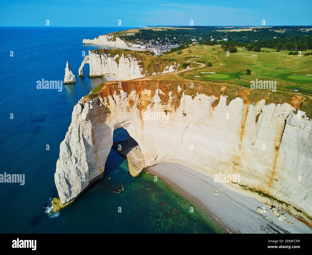 Picturesque panoramic landscape of white chalk cliffs and natural ...