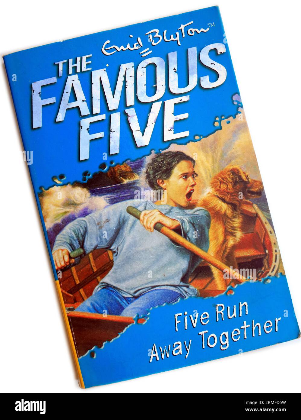 Enid Blyton - The Famous Five - Five Run Away Together. Paperback book cover on white background Stock Photo