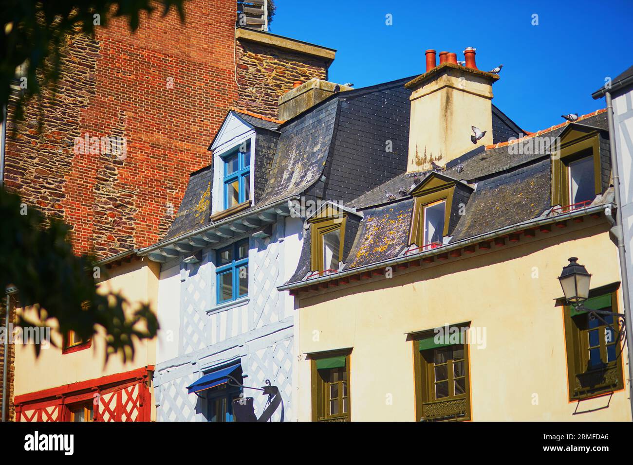 Beautiful street in medieval town of Rennes, one of the most popular tourist attractions in