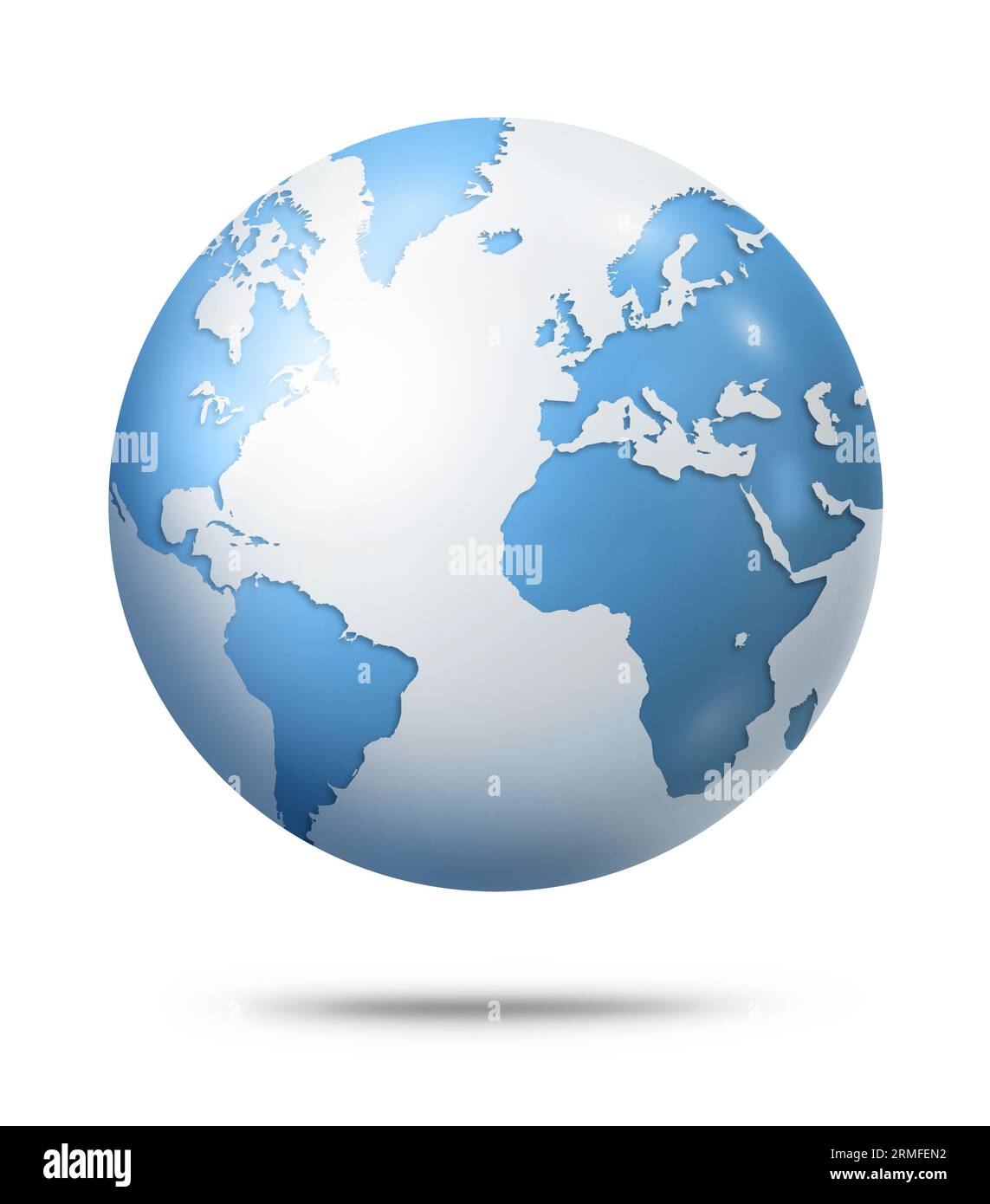 Blue earth globe isolated on white background. 3D illustration Stock ...
