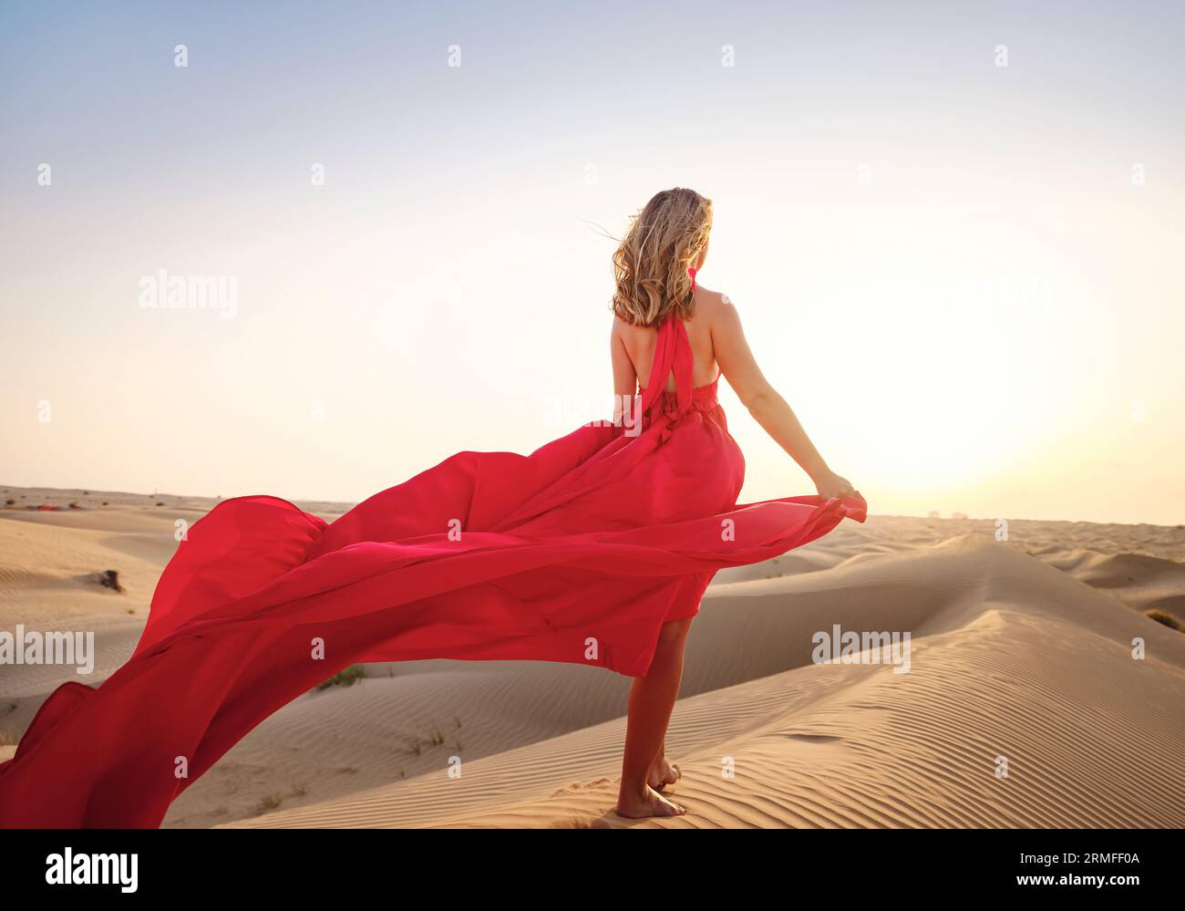 red dress in desert Long Flying Dress for Photoshoot Satin Red Dress With Train Beach Photoshoot Dress Asymmetrical Flying Dress Infinity Flying Dress