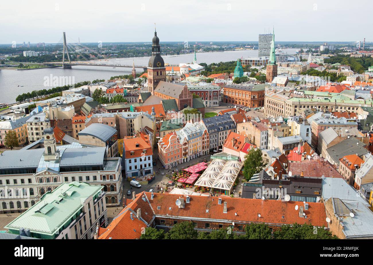 Aerial view on riga bridges hi-res stock photography and images - Alamy