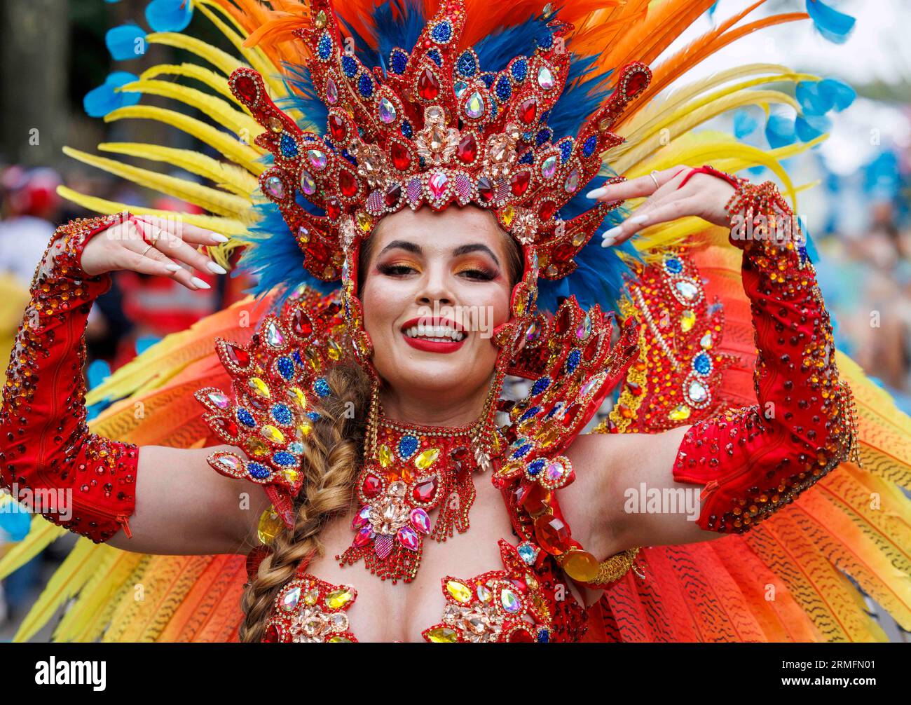 London, UK. 28th Aug, 2023. It is a celebration of Afro Caribbean and Indo-Caribbean culture. It is the biggest Carnival in Europe. This is the 55th Notting Hill Carnival. Credit: Mark Thomas/Alamy Live News Stock Photo