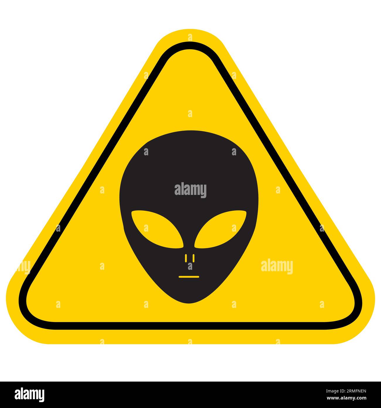 Aliens warning road sign. Aliens activity area sign. flat style. Stock Photo