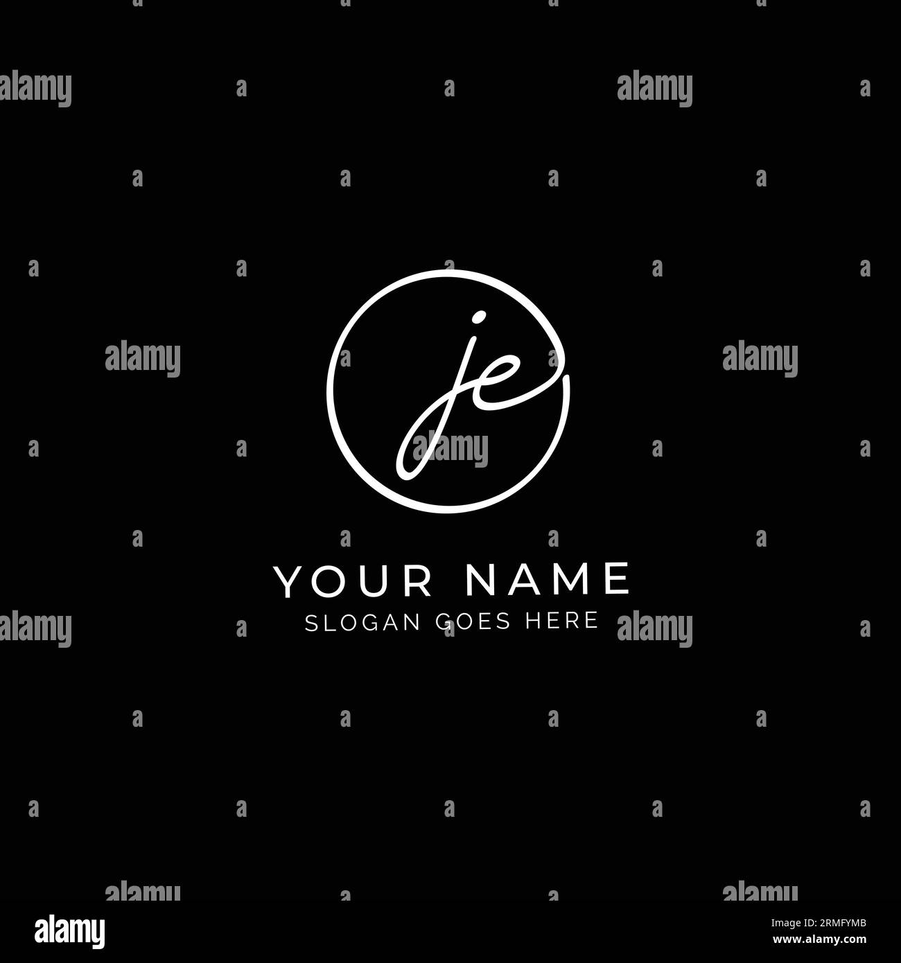 J, E, JE Initial letter handwritten and signature vector logo. Business template in round shape line art Stock Vector
