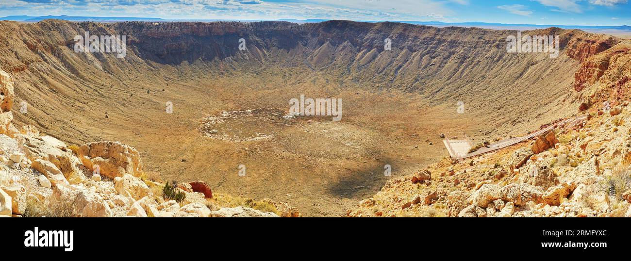 Panorama of Meteor crater also known as Barringer crater in Arizona, United States of America Stock Photo