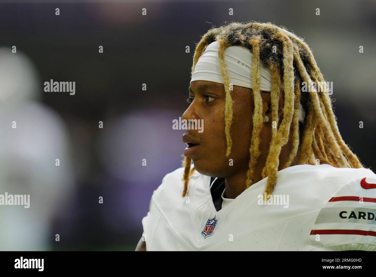 Arizona Cardinals cornerback Quavian White (37) in action against the  Minnesota Vikings during the first half of an NFL preseason football game  Saturday, Aug. 26, 2023 in Minneapolis. (AP Photo/Stacy Bengs Stock