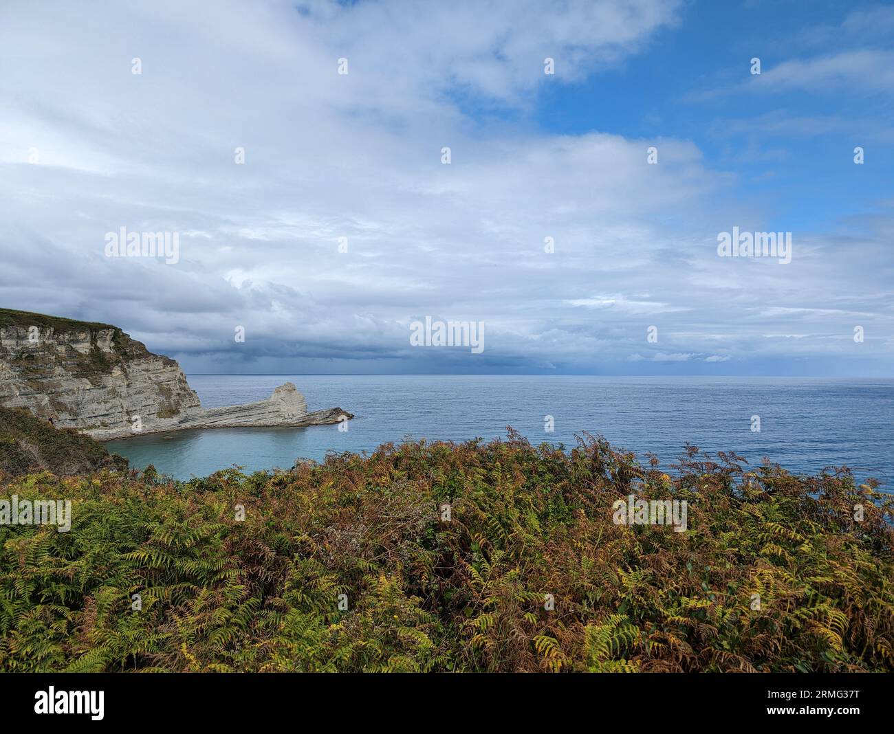 A landscape of the coast in Langreo on a cloudy day, Cantabria Stock Photo