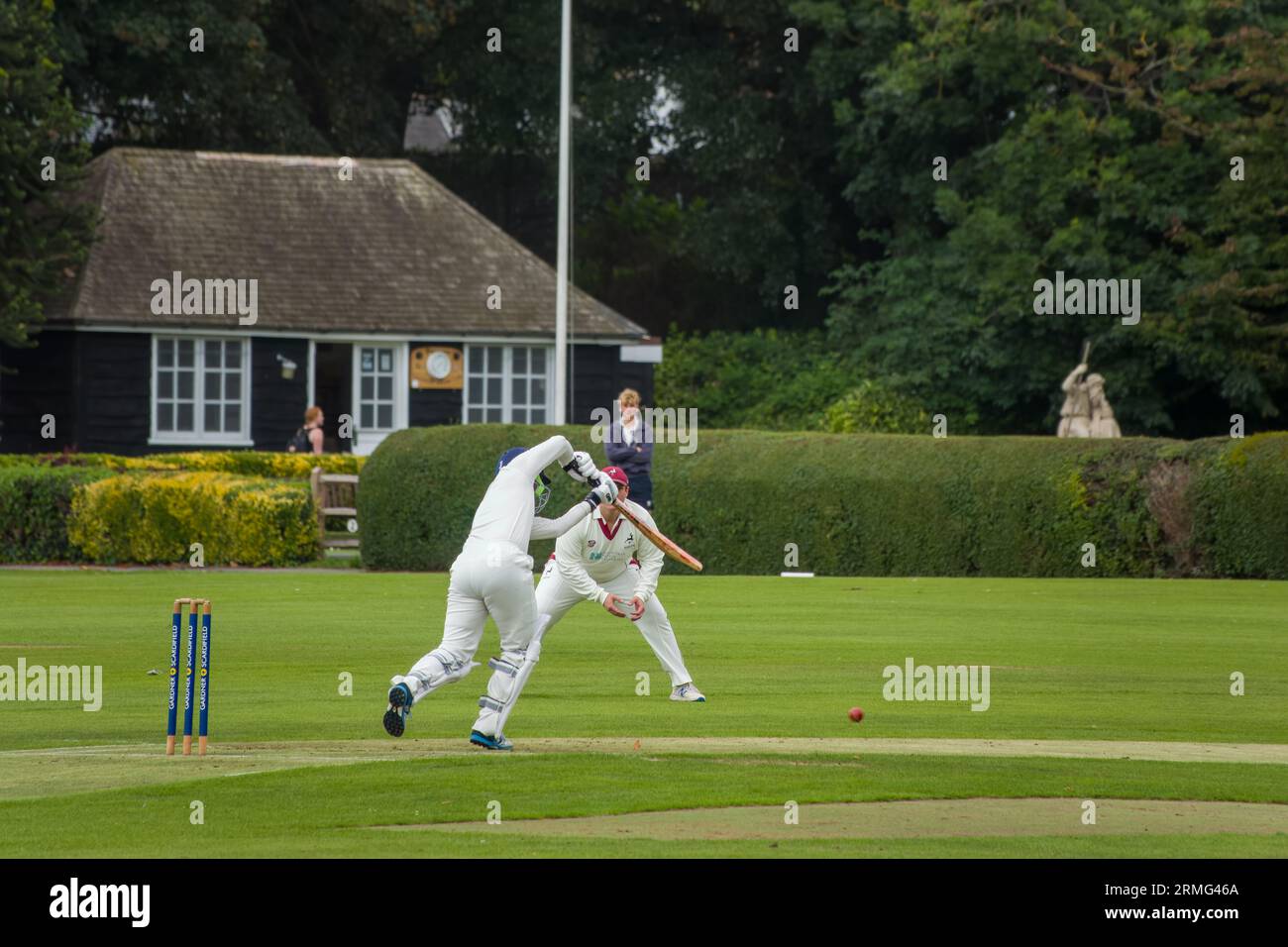 Priory Park Cricket Club in action Chichester West Sussex England Stock Photo
