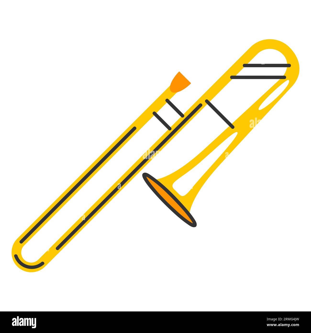 Illustration of trombone. Jazz musical instrument Stock Vector Image