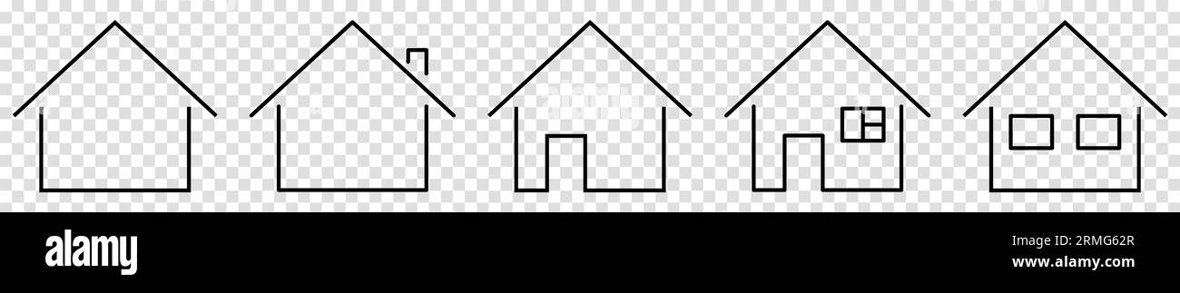 Set of homes and real estate icons. Outline symbol collection. Vector ...