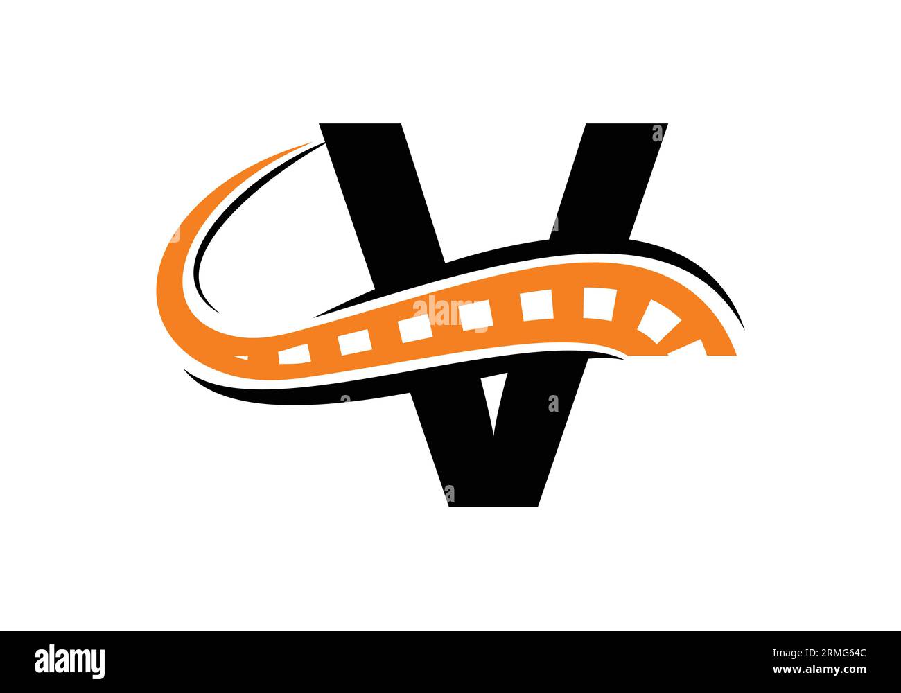 Letter V with road logo sing. The creative design concept for highway