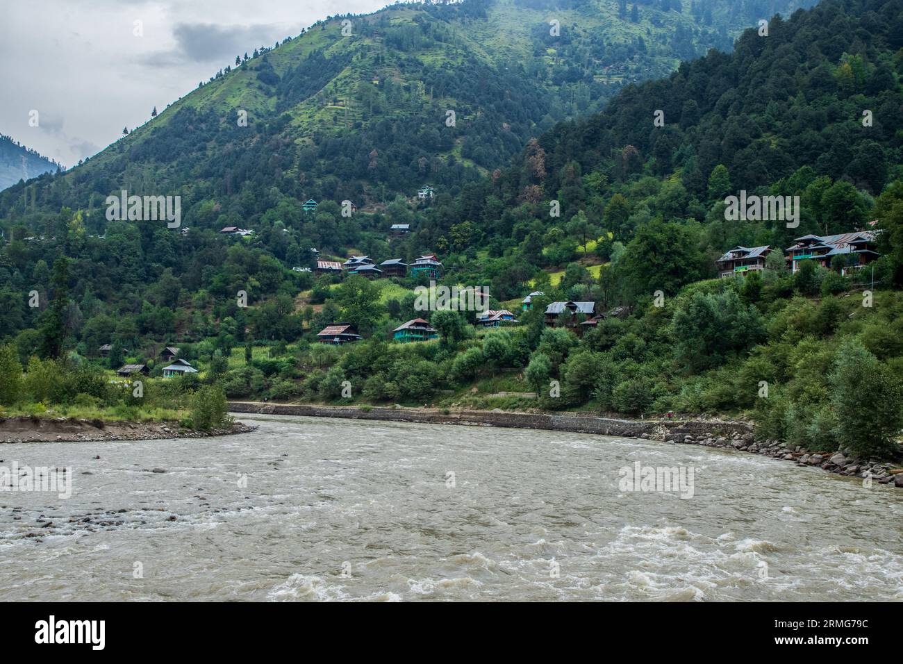 Keran Kupwara, India. 25th Aug, 2023. General view of Neelam river or