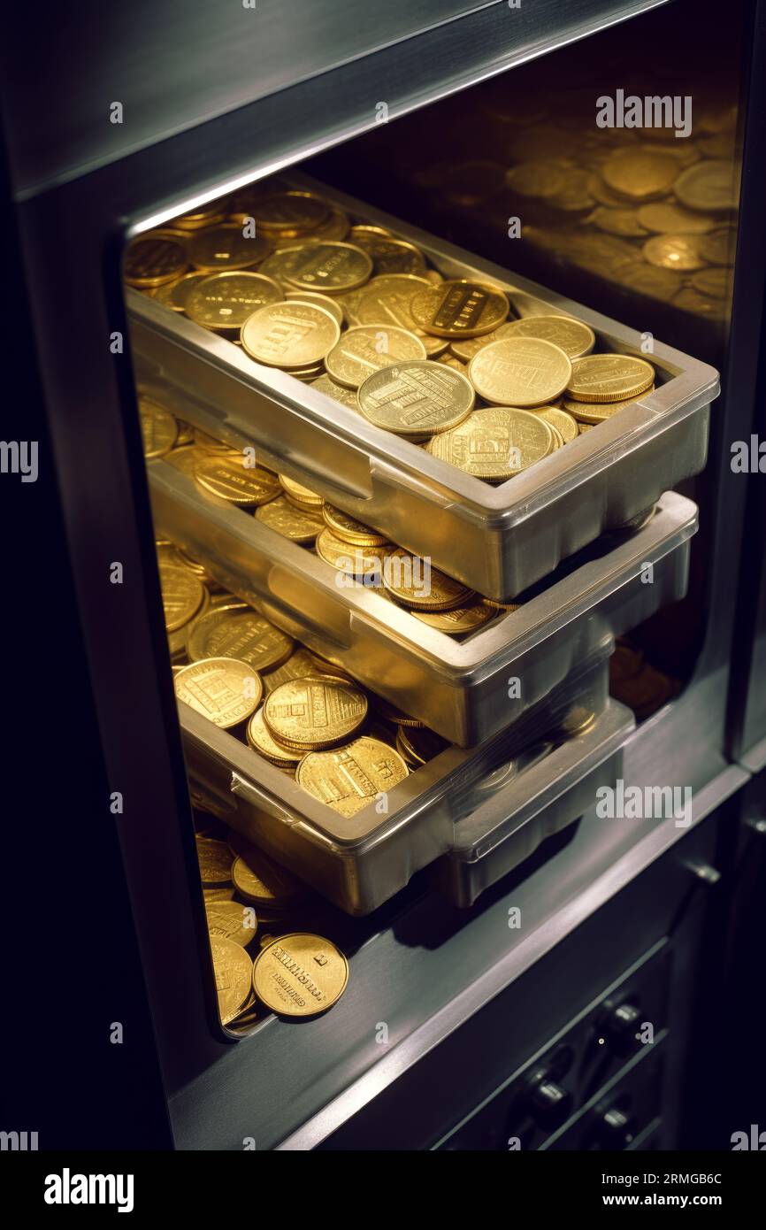 Safe lockers, Safe deposit boxes with 24K goild coins. Ancient coins in