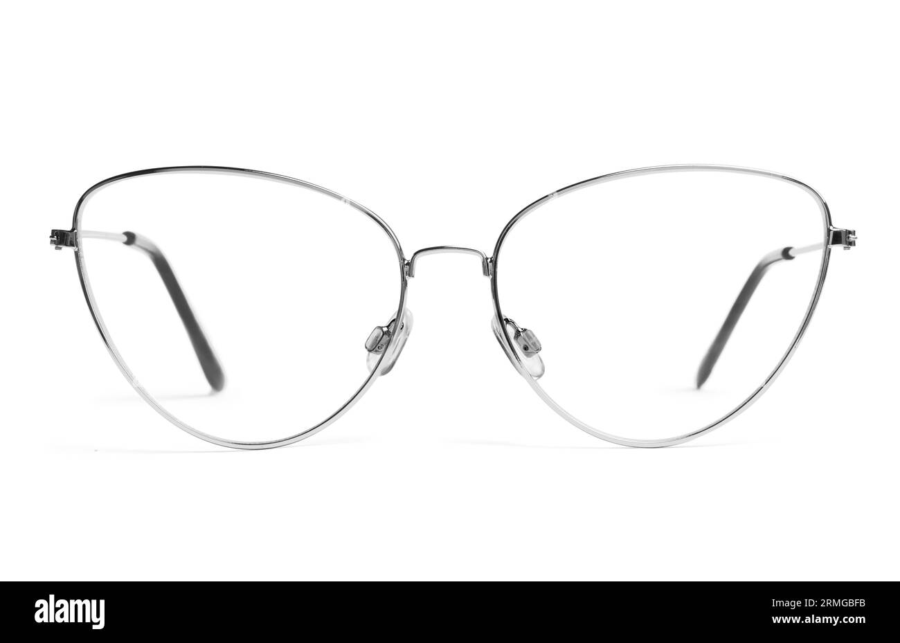 Stylish glasses with metal frame isolated on white Stock Photo Alamy