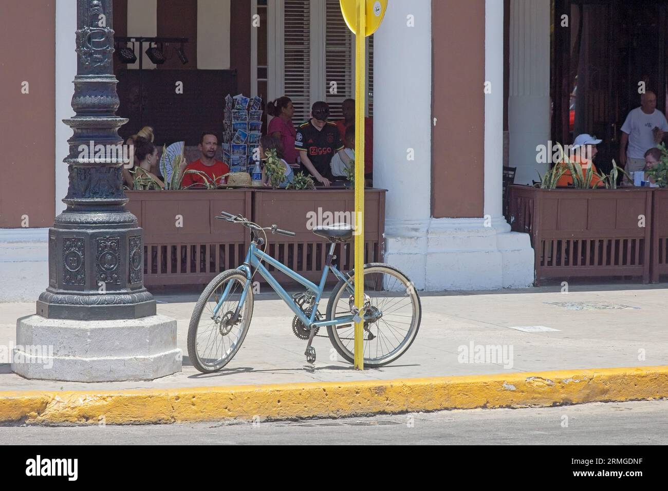 Havana, Cuba, 2023, Bicycle parked by hotel porch Stock Photo