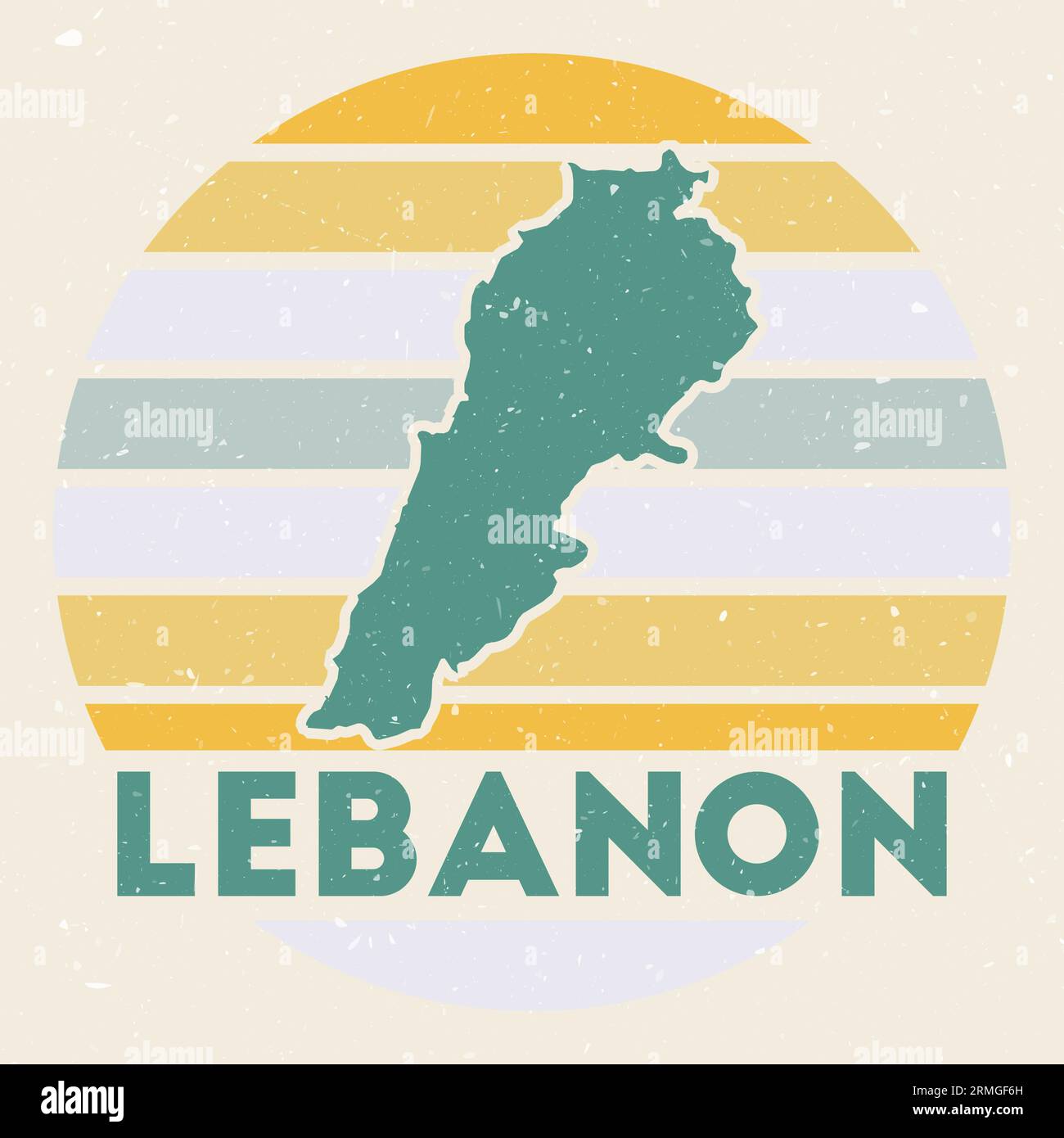 Lebanon logo. Sign with the map of country and colored stripes, vector illustration. Stock Vector