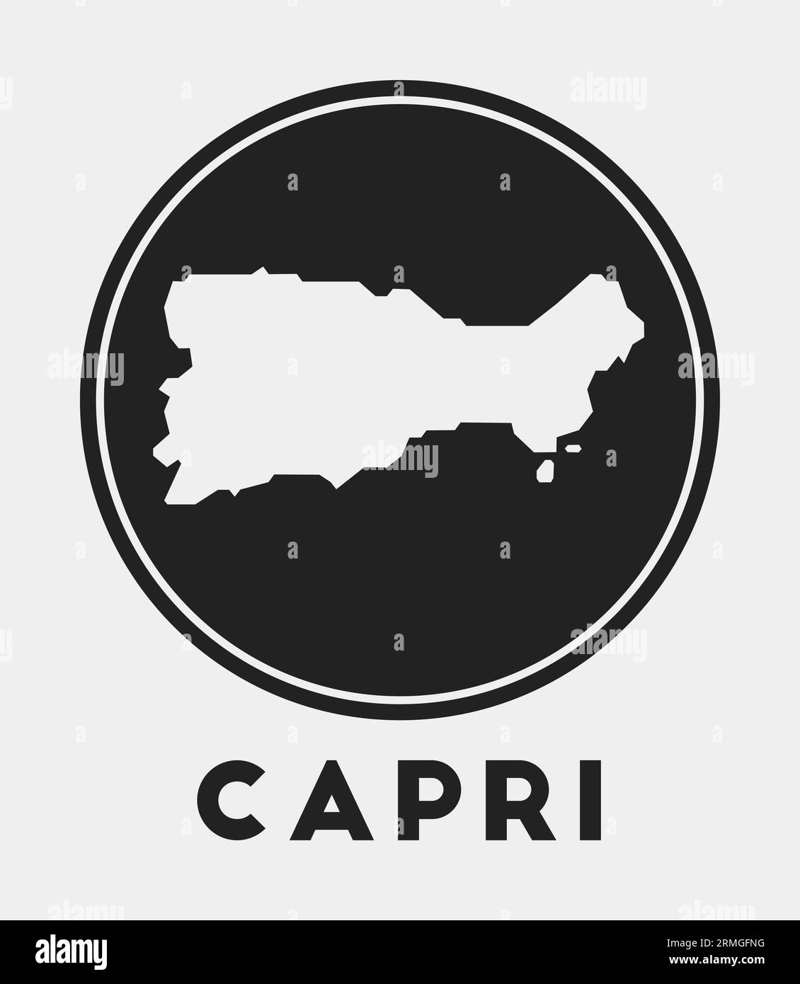 Capri icon. Round logo with island map and title. Stylish Capri badge with map. Vector illustration. Stock Vector