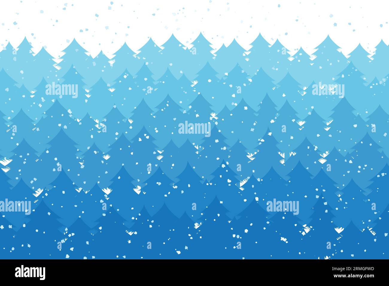 winter landscape with misty snowy forest, christmas background - vector ...