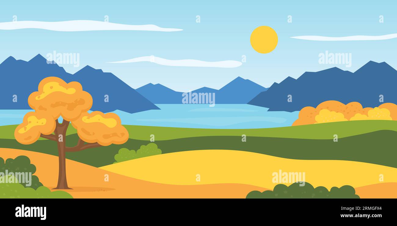 autumn mountain landscape-  vector illustration Stock Vector