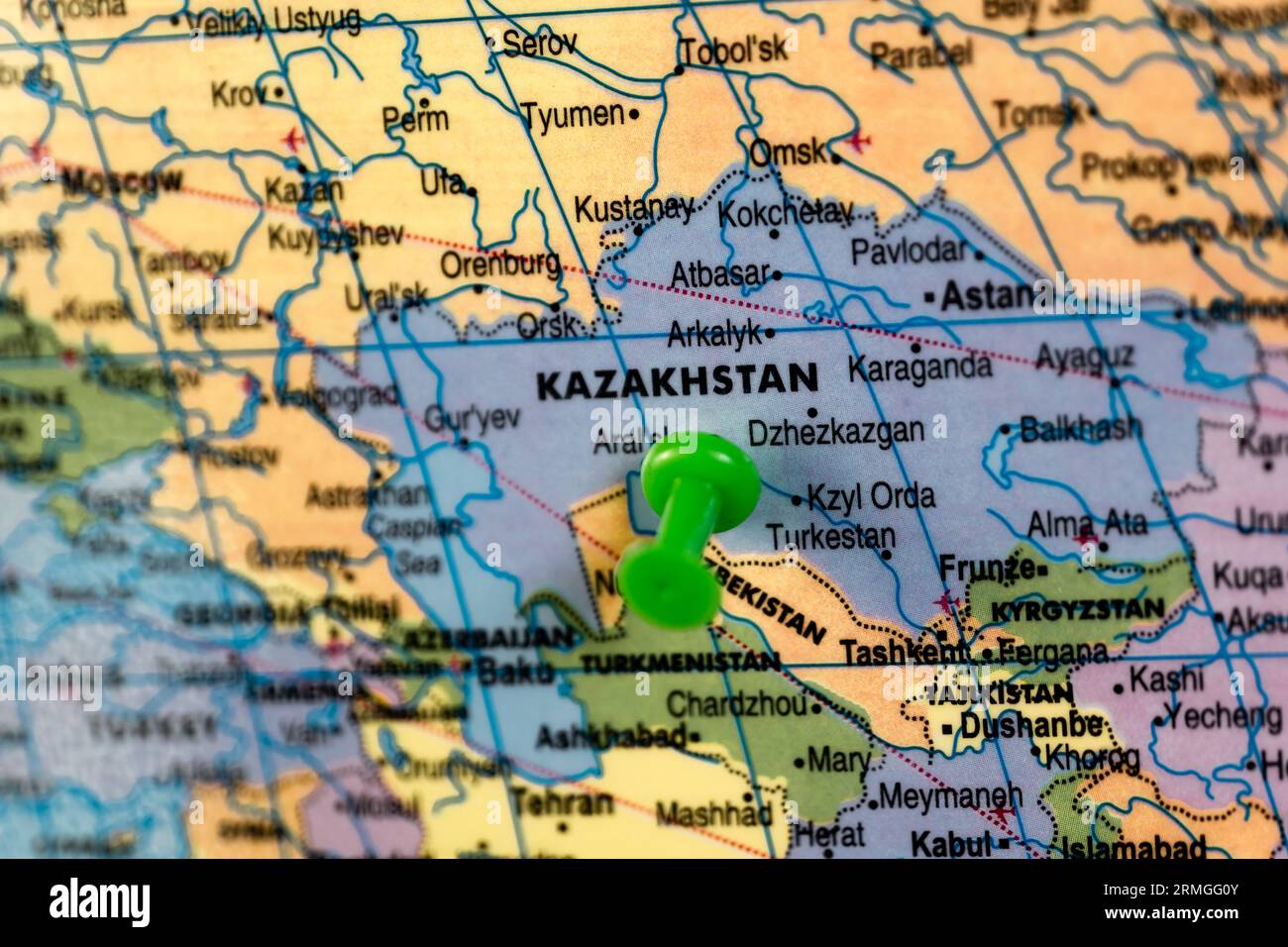 Map Of The World With Kazakhstan Highlighted In Blue Stock Photo Alamy Map Of The World With Kazakhstan Highlighted In Blue 2RMGG0Y 