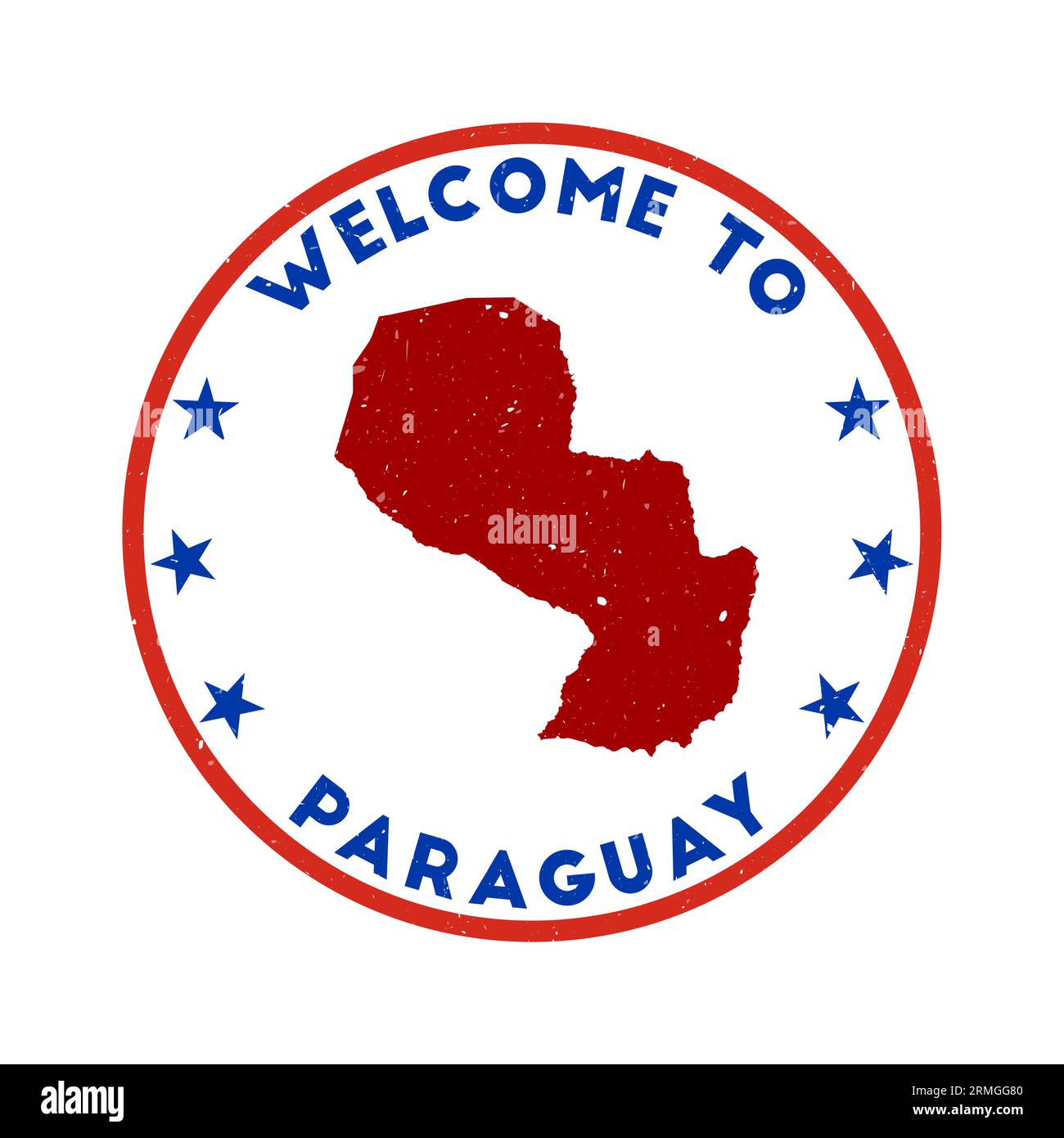 Welcome to Paraguay stamp. Grunge country round stamp with texture in Blue Hour color theme. Vintage style geometric Paraguay seal. Trendy vector illu Stock Vector