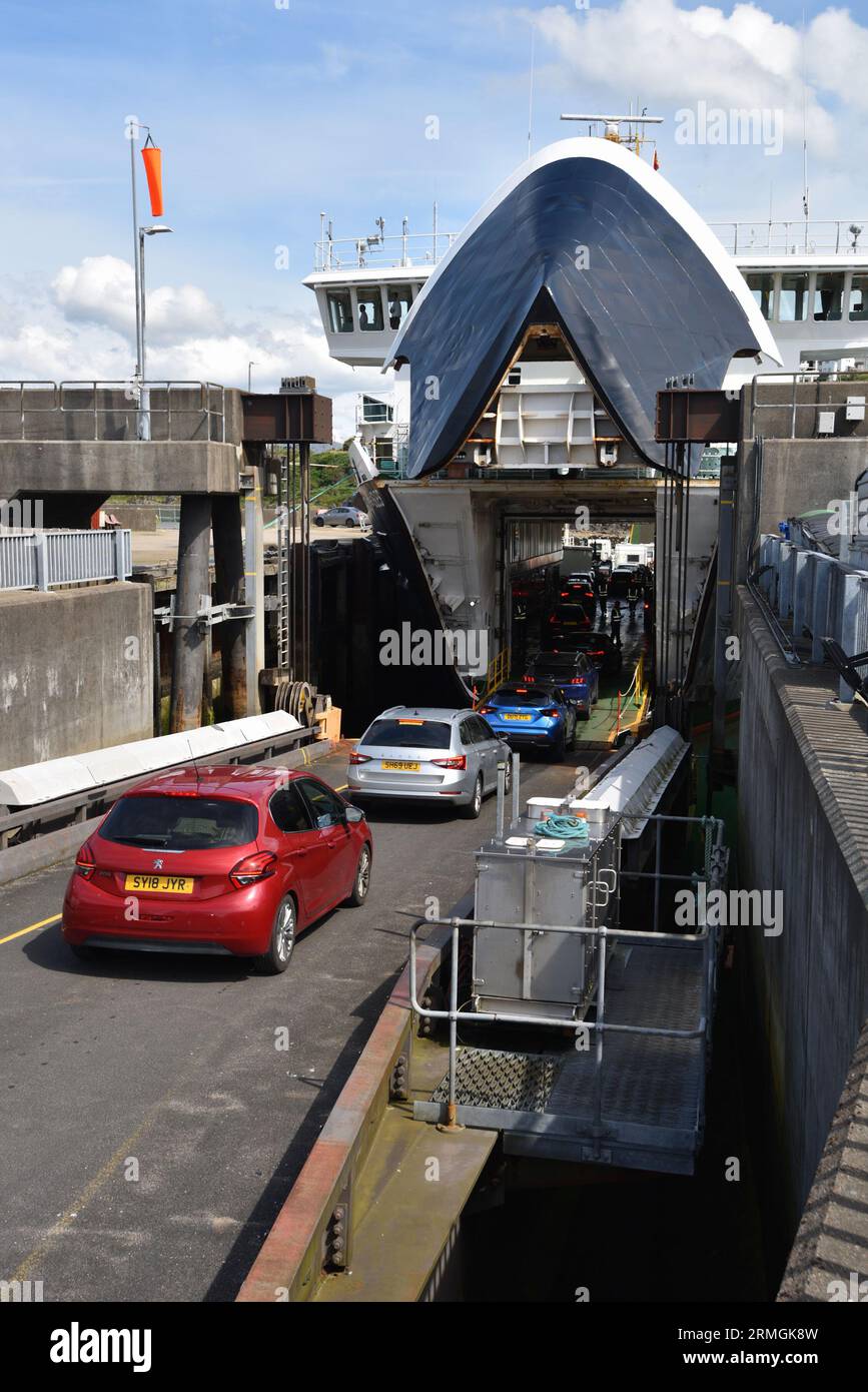 Cars loading onto the Calmac ferry at Mallaig desrined for the Outer ...