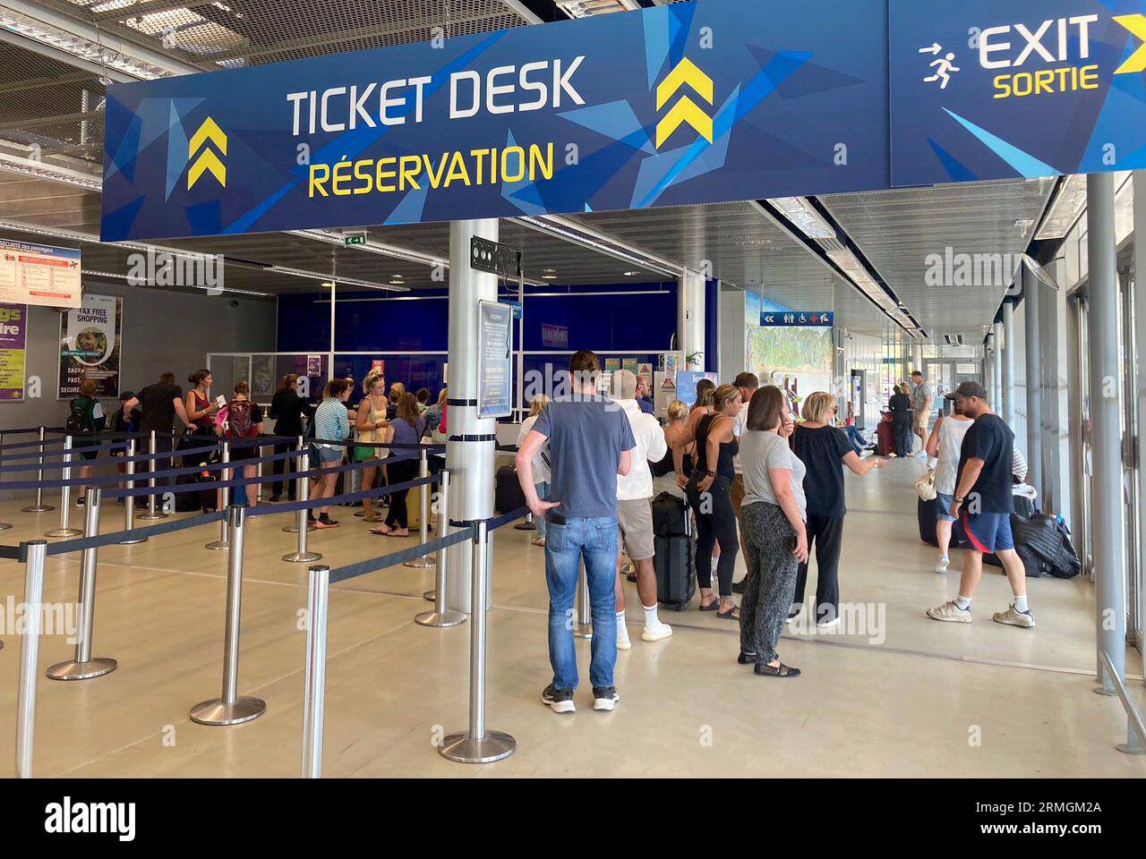 Queues at Bergerac Dordogne Perigord Airport, where journalist Rory