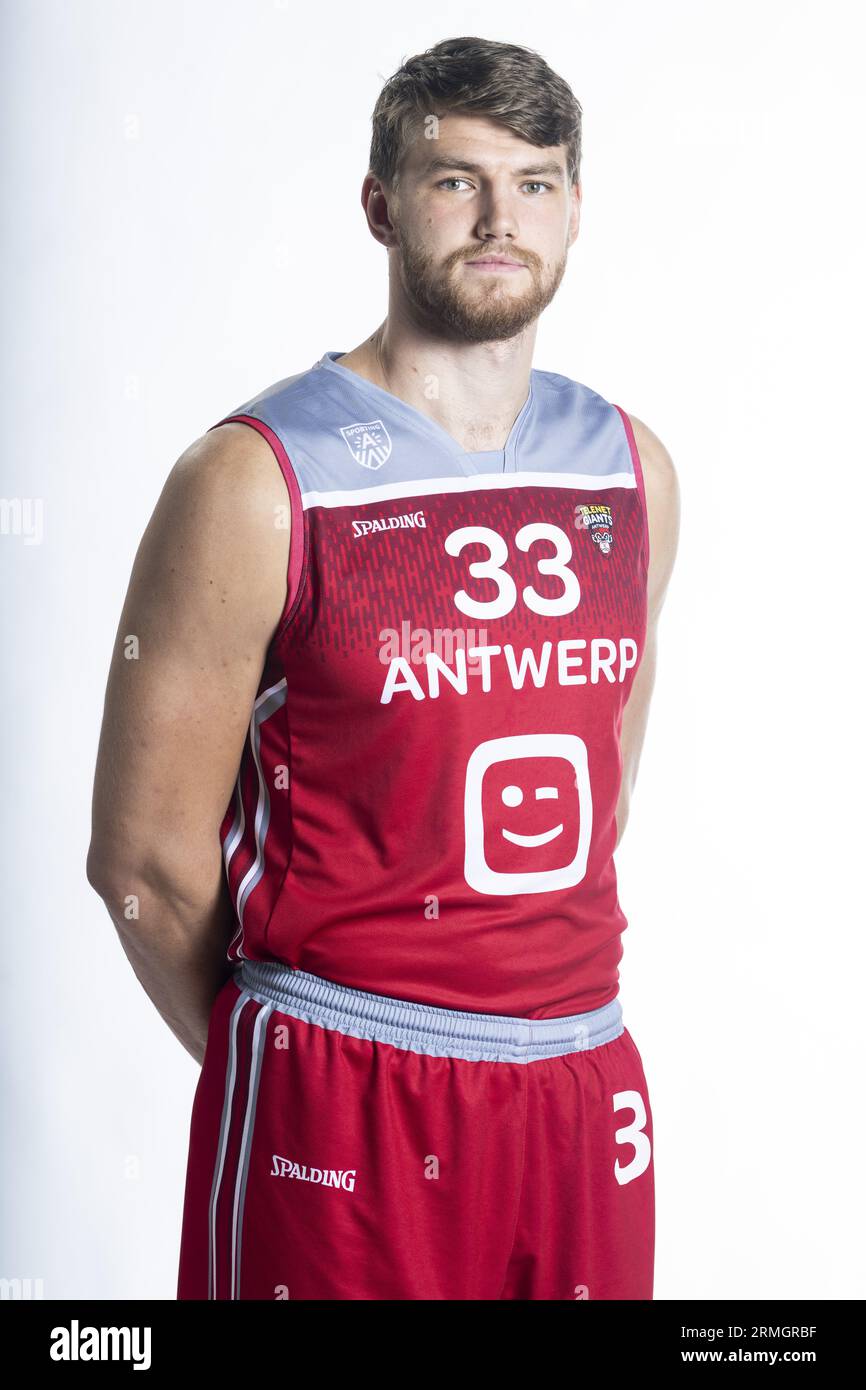 Antwerp, Belgium. 28th Aug, 2023. Antwerp's Asbjorn Midtgaard poses at