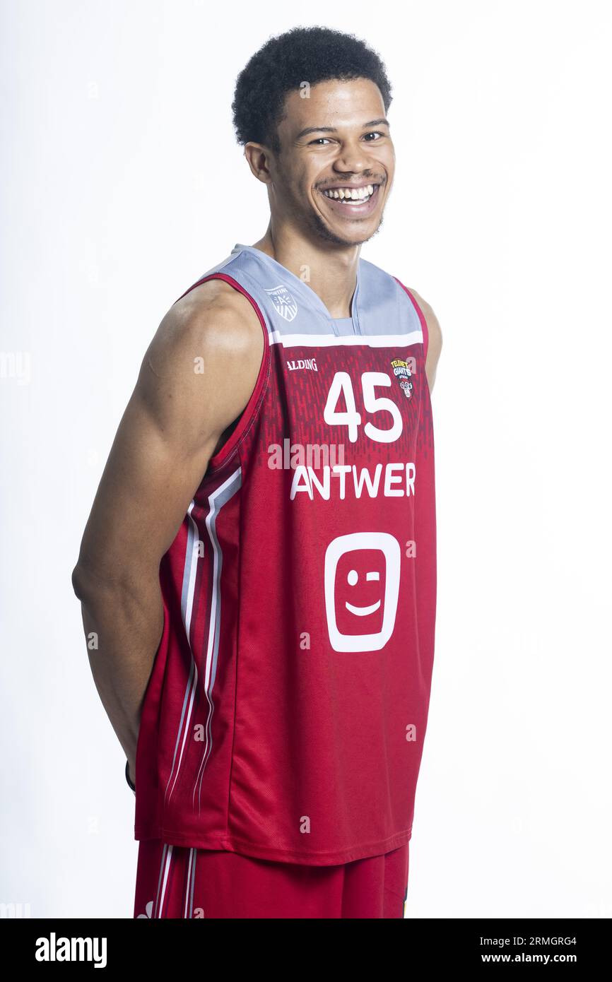 Antwerp, Belgium. 28th Aug, 2023. Antwerp's Rasir Bolton poses at a photoshoot of Belgian