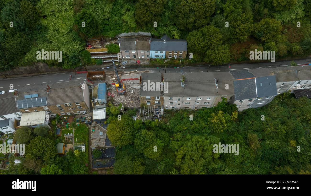 Editorial Swansea, UK August 28, 2023 Demolition has begun on a row