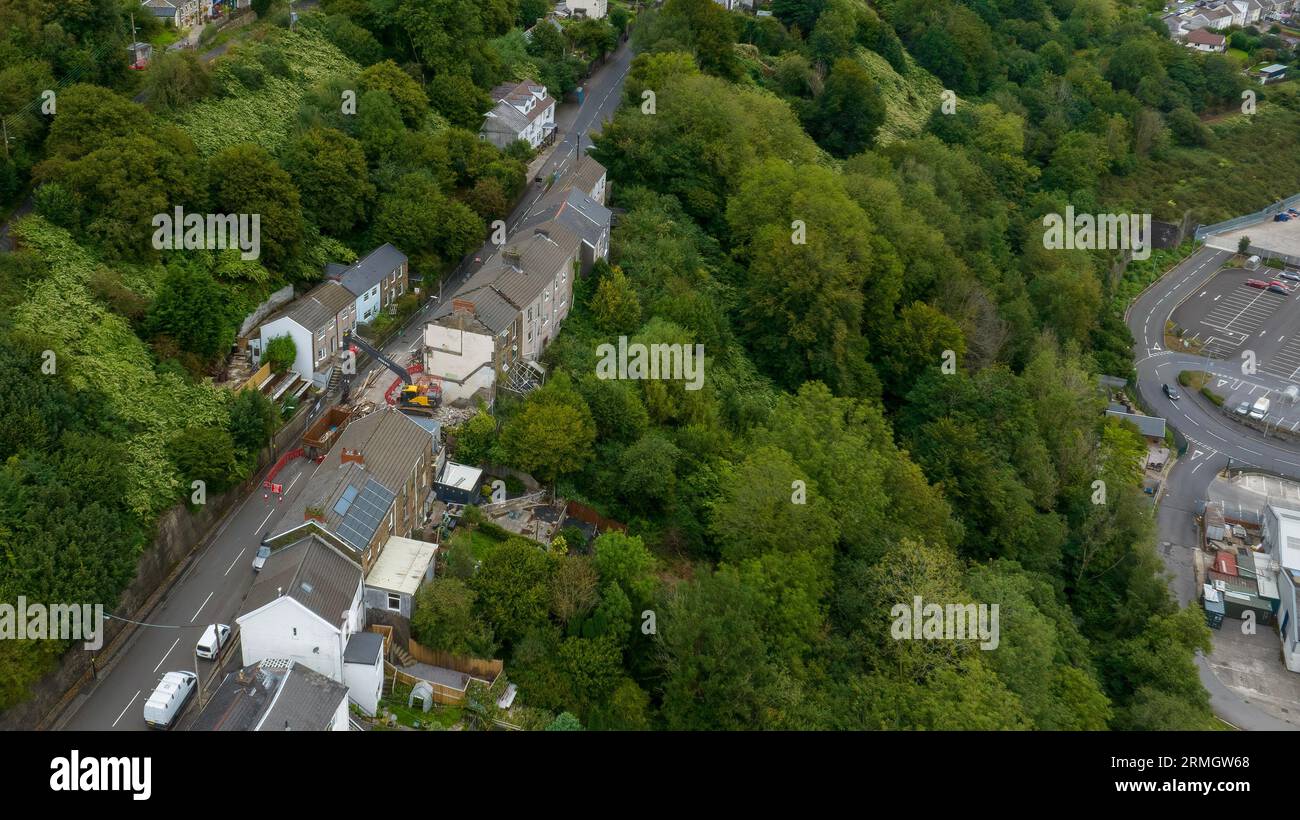 Editorial Swansea, UK August 28, 2023 Demolition has begun on a row