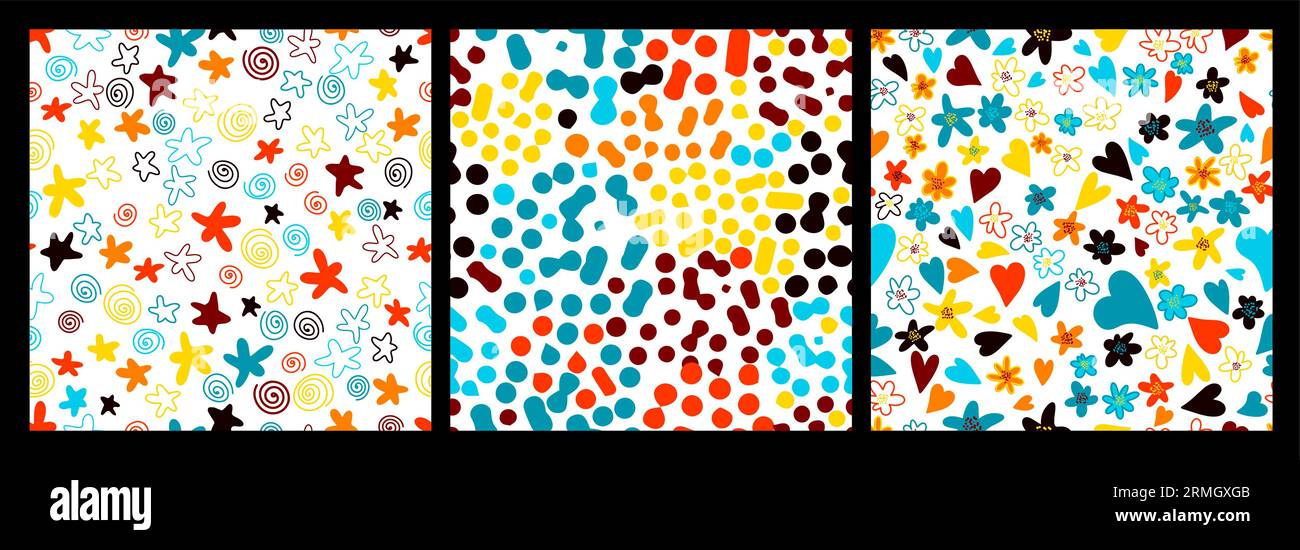 Set of seamless colored simple bright backgrounds. Vector illustration ...