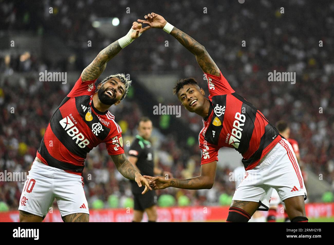 Rio de Janeiro, Brazil, August 3, 2023. Football player Bruno Henrique of the Flamengo team, during a match against Olimpia, for the Libertadores 2023 Stock Photo