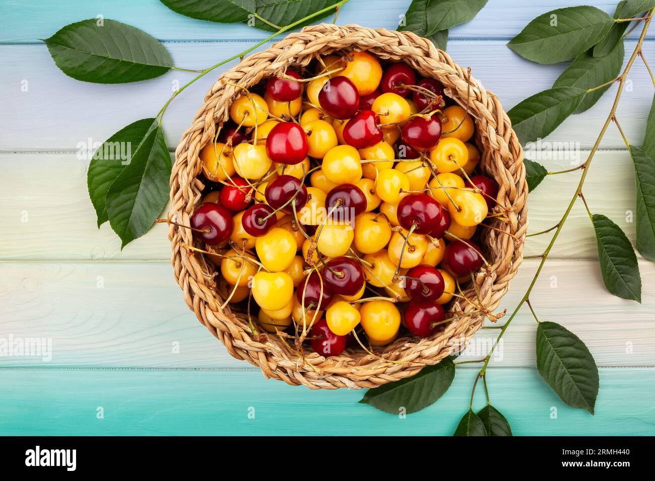 cherry mix on wood background Stock Photo
