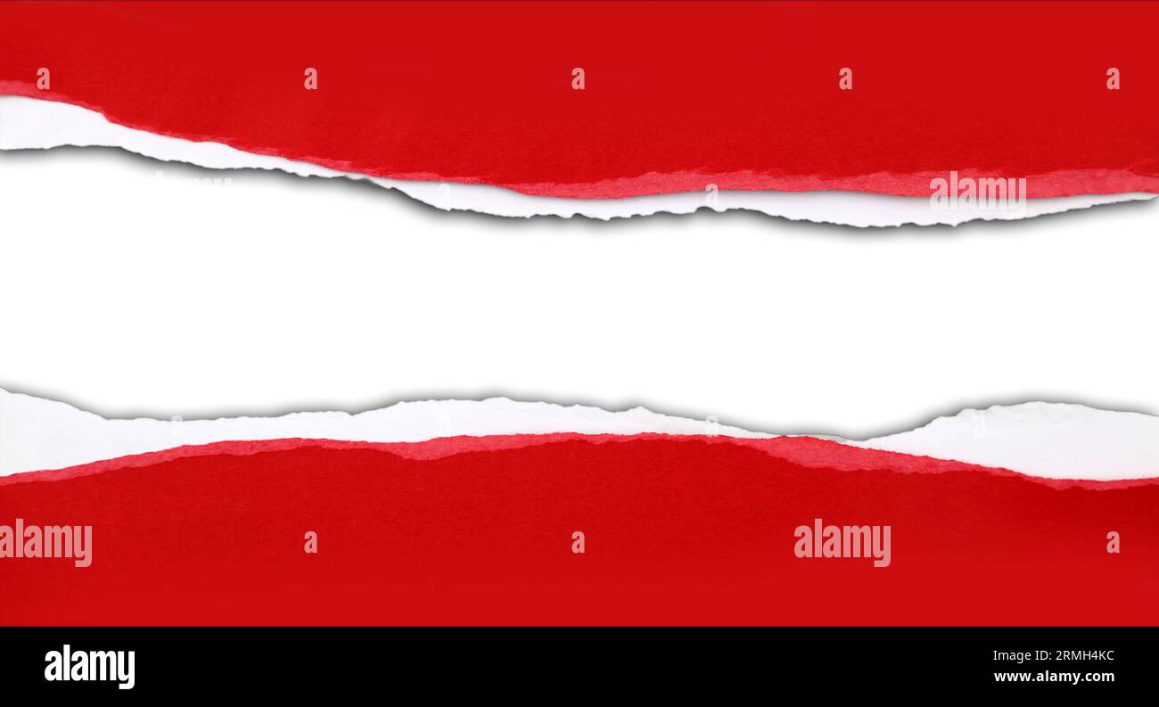 Gap in torn red paper. Copy space Stock Photo