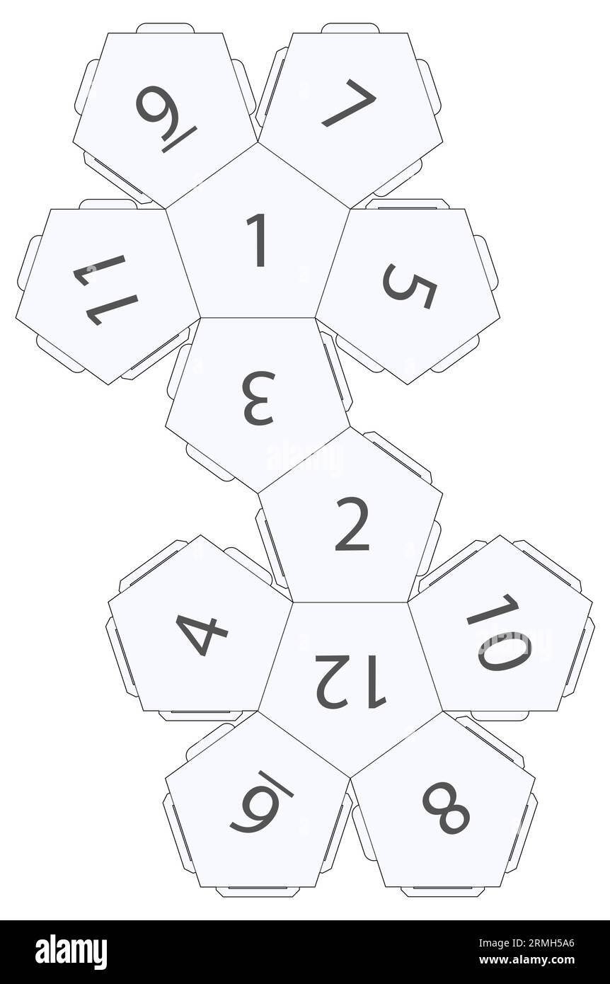 vector paper and laser cut D12 dice template Stock Vector Image & Art