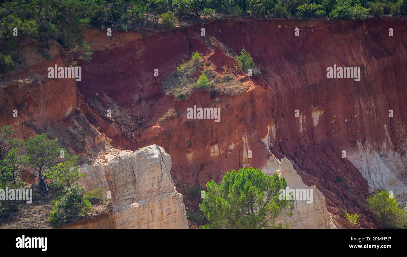 Provence Rocks Colorful rock formations from ocher in the Colorado Provencal, Provence ...