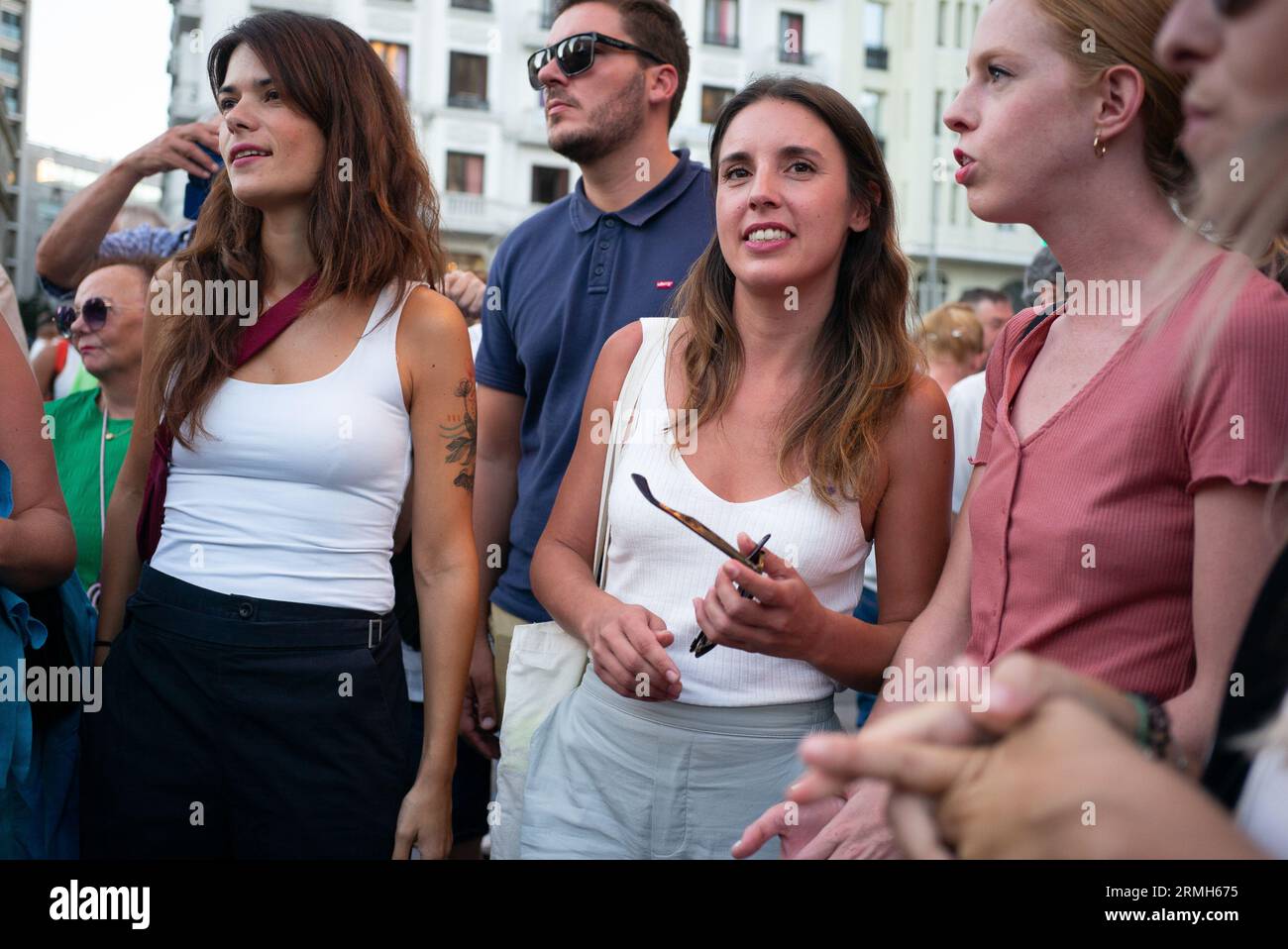 Irene's Rally the Minister of Equality Irene Montero attends the media during a rally ...
